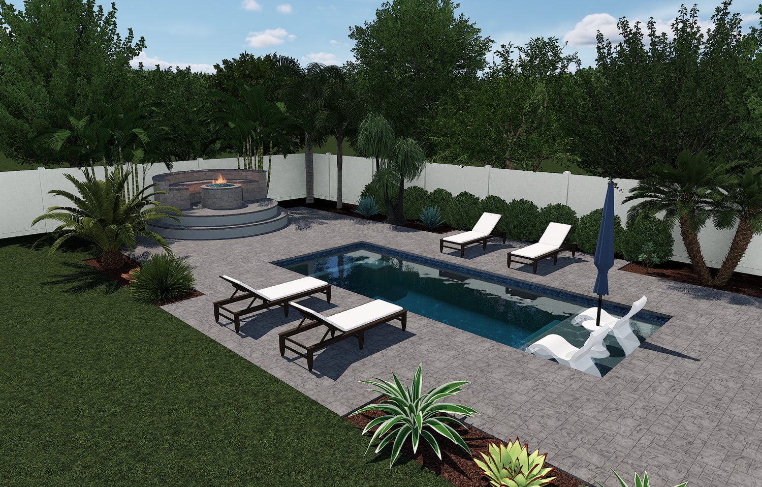 The Del Mar — 3D pool design by Oasis Pool Builders (daytime)