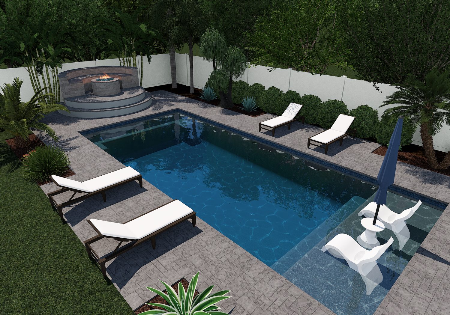 The La Jolla — 3D pool design by Oasis Pool Builders (daytime)